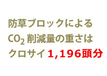 防草ブロックによる二酸化炭素削減量は重さはクロサイ1196頭分